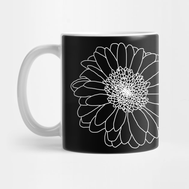 Minimal White Line Gerbera by ellenhenryart